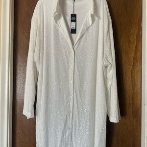 Fashion Nova White Sequin Shirt